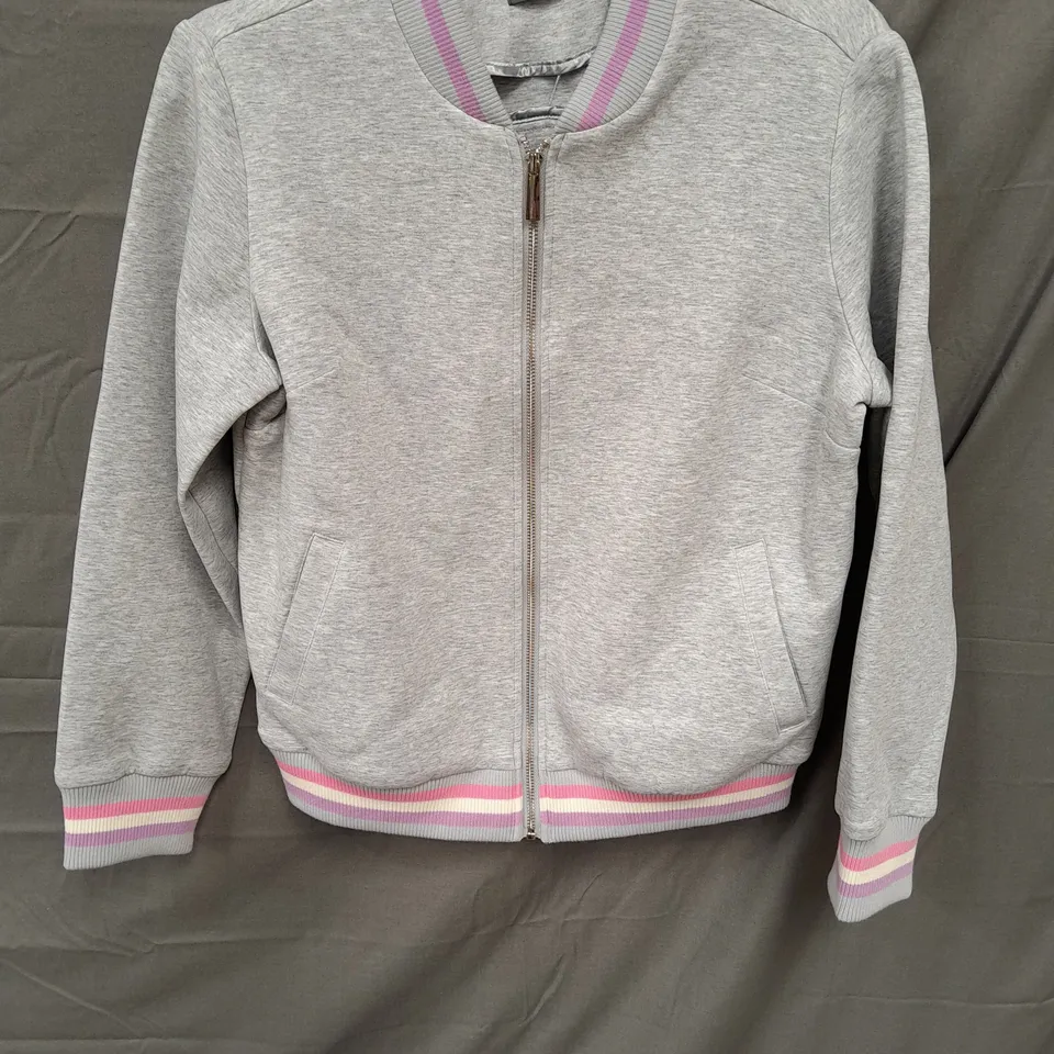 RUTH LANGSFORD LADIES GREY ZIP UP TOP WITH PINK TRIM SIZE 12