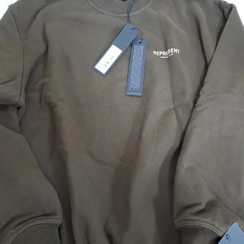REPRESENT OWNERS CLUB BROWN HEAVY WEIGHT JUMPER - IN MEDIUM 