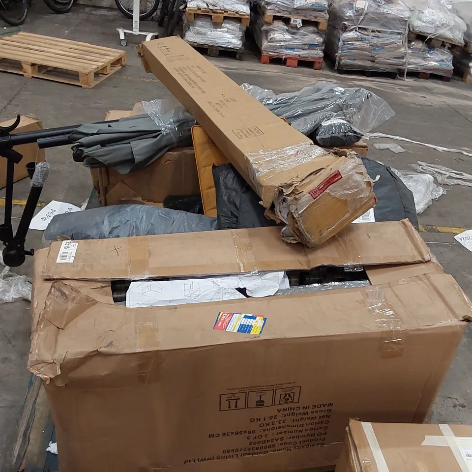 PALLET OF ASSORTED FURNITURE PARTS AND CONSUMER GOODS 