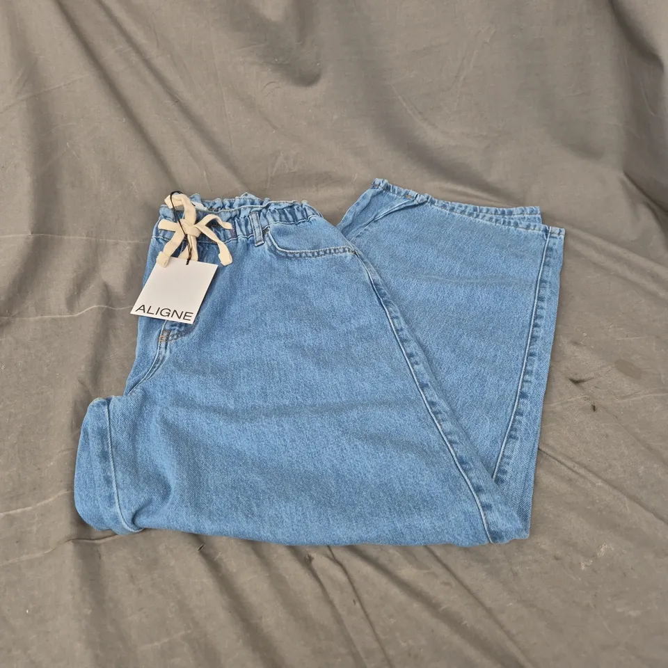 ALIGNE IDA ELASTICATED TIE JEANS – LIGHT WASH, UK 12 