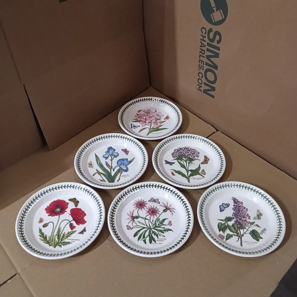BOXED PORTMEIRION BOTANIC GARDEN 8" PLATE SET (SET OF 6)