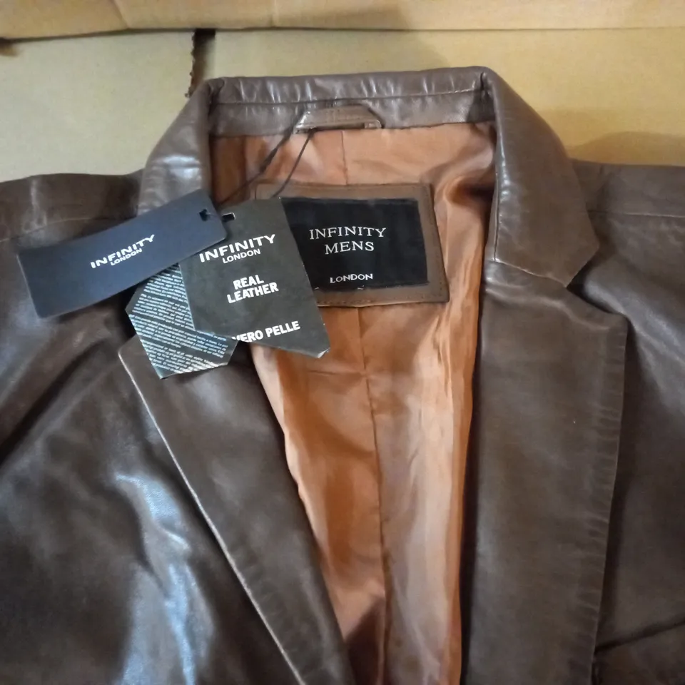 INFINITY MENS CHESTNUT REAL LEATHER JACKET - XXL