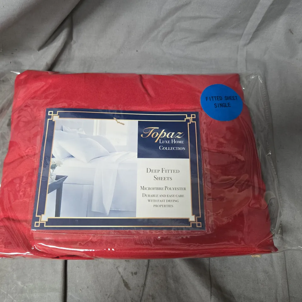 APPROXIMATELY 10 TOPAZ LUXE HOME COLLECTION DEEP FITTED SHEETS – SINGLE (RED)