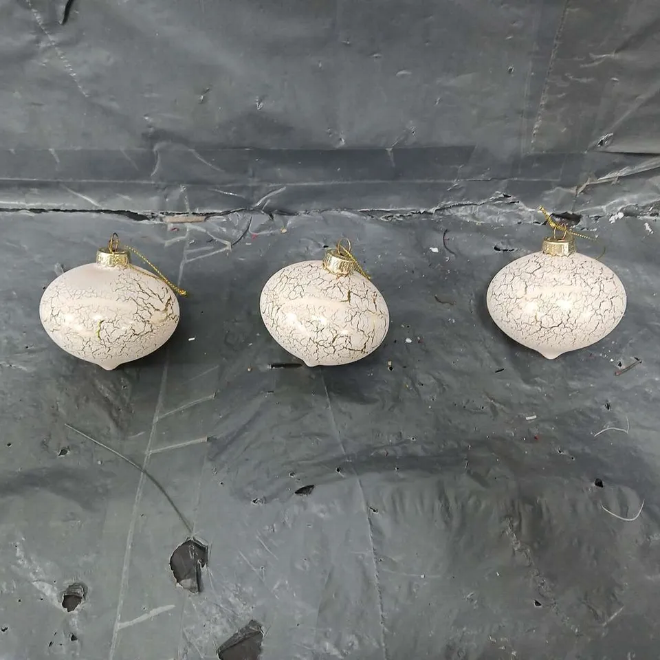 SET OF 3 GLASS MARBLE EFFECT CHRISTMAS TREE BAUBLES