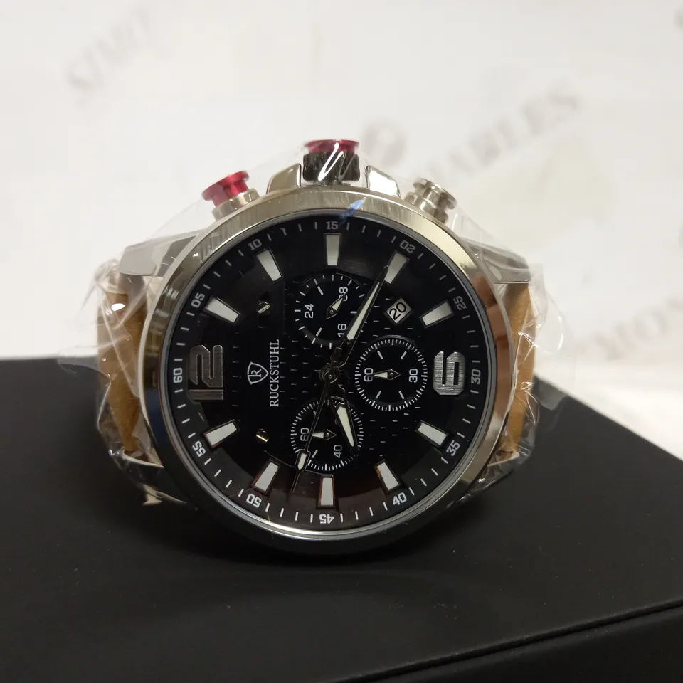 RUCKSTUHL CHRONOGRAPH LEATHER STRAP WATCH RRP £560