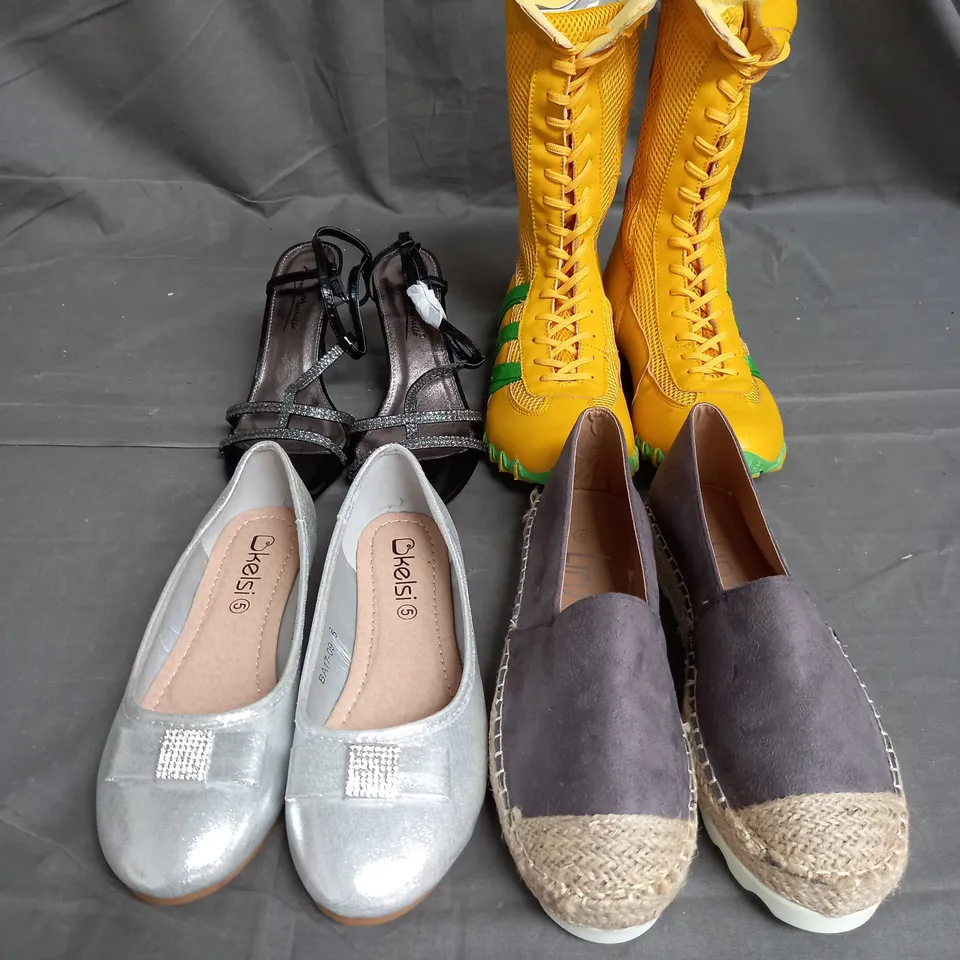 BOX OF APPROX 12 PAIRS OF ASSORTED SHOES IN VARIOUS STYLES, COLOURS AND SIZES