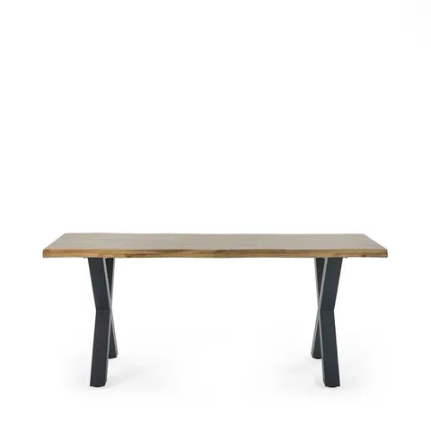 BOXED AMITIS DINING TABLE - 180cm L X 90cm W // COLOUR: LIGHT OAK/BLACK (2 BOXES)