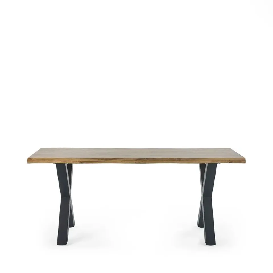 BOXED AMITIS DINING TABLE - 180cm L X 90cm W // COLOUR: LIGHT OAK/BLACK (2 BOXES)