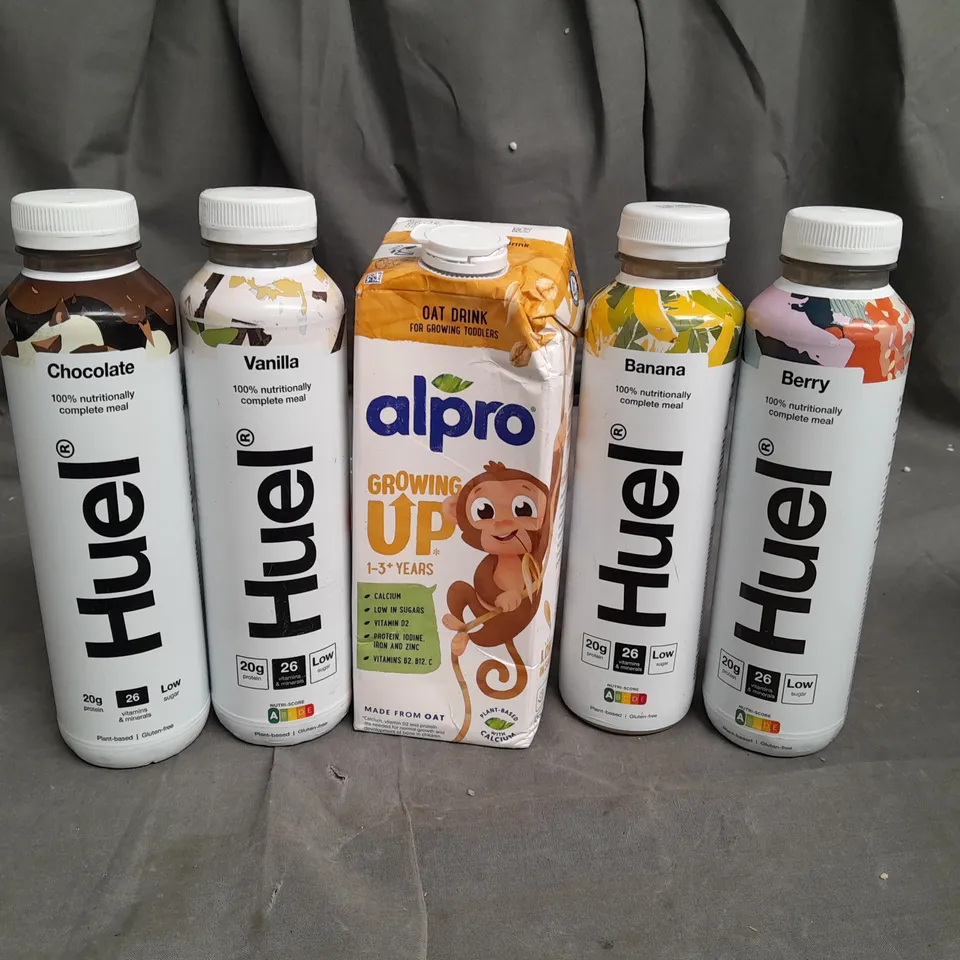 15 ASSORTED FOOD ITEMS TO INCLUDE HUEL FOOD DRINKS AND ALPRO OAT DRINK - COLLECTION ONLY