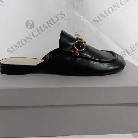 BOXED CHARLES & KEITH FLATS CNK DETAIL MULE BLACK SHOES - EU 39
