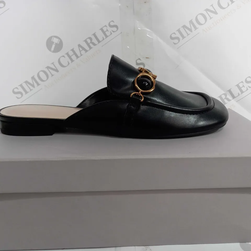 BOXED CHARLES & KEITH FLATS CNK DETAIL MULE BLACK SHOES - EU 39
