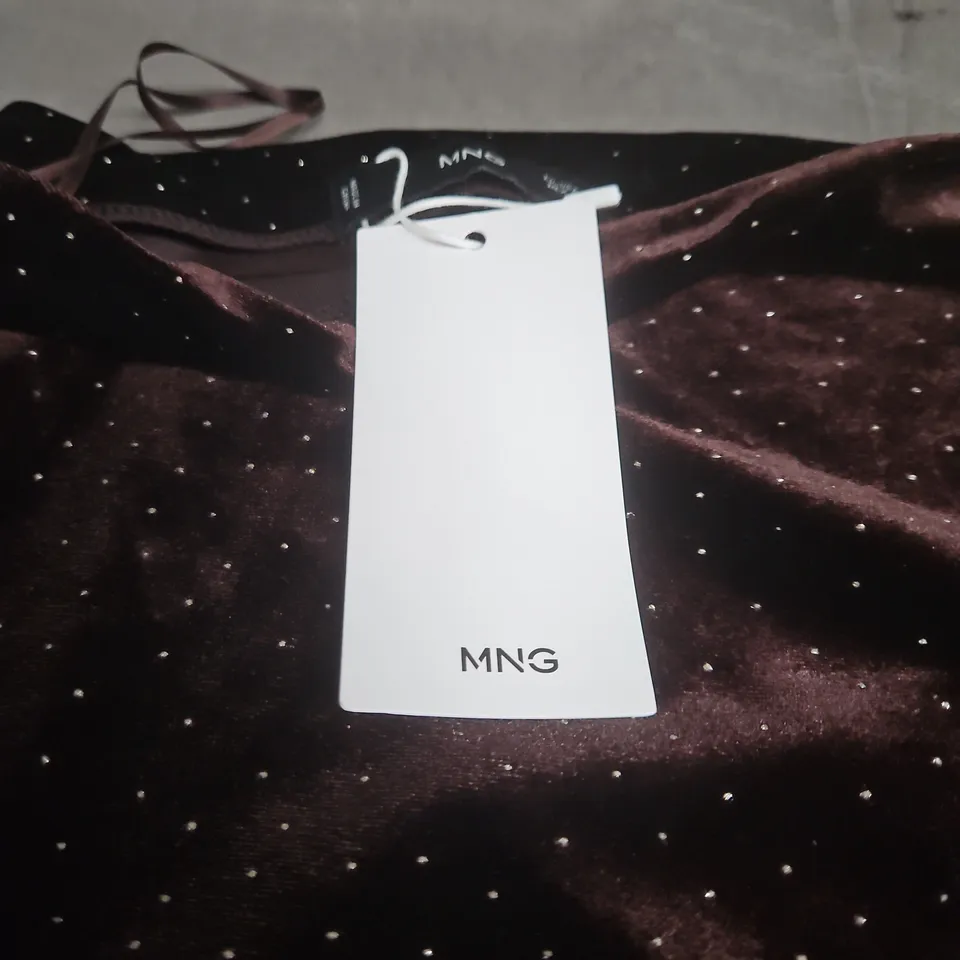 MANGO VELVET LONG-SLEEVE TOP – BURGUNDY, XS