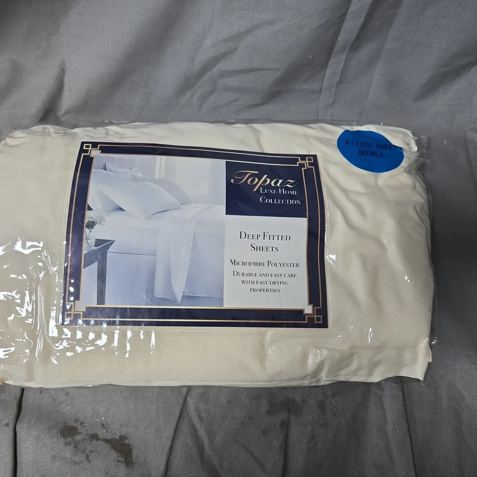 APPROXIMATELY 9 TOPAZ LUXE HOME COLLECTION DEEP FITTED SHEETS – DOUBLE - CREAM