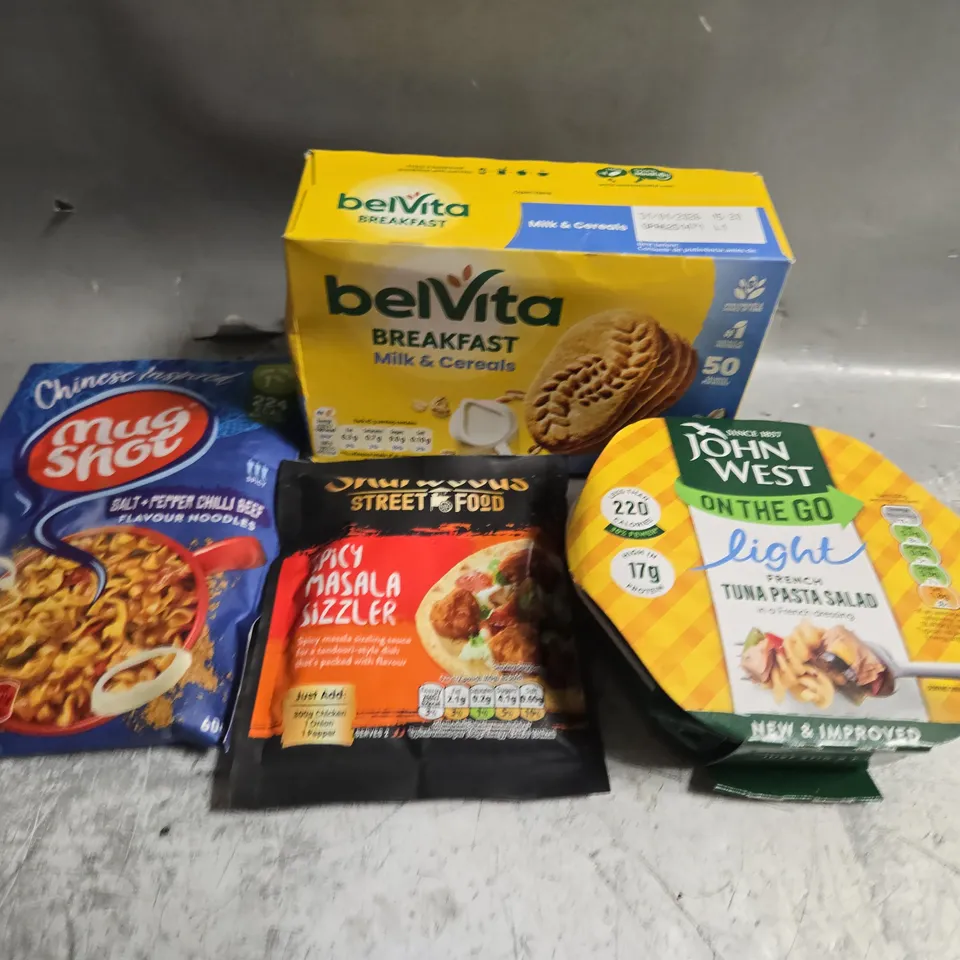 APPROXIMATELY 5 ASSORTED FOOD &DRINK ITEMS TO INCLUDE - BELVITA'S, JOHN WEST AND SHEERWOODS - COLLECTION ONLY 