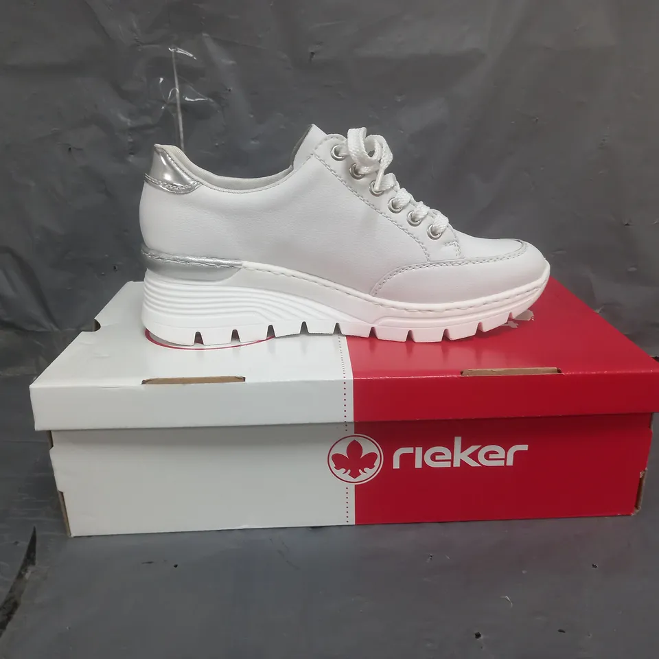 RIEKER WEDGE PLATFORM TRAINERS WHITE SIZE 6