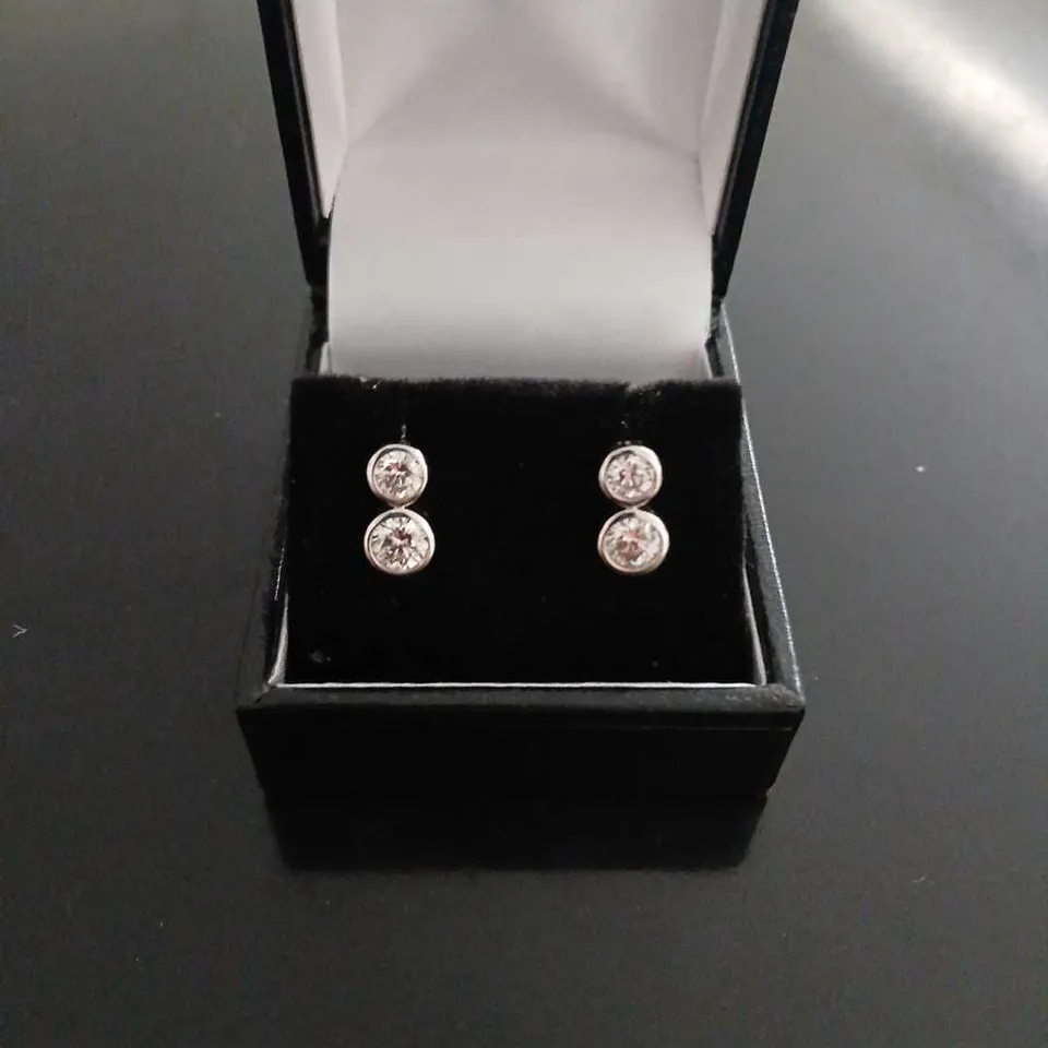 FIRE LIGHT 1CT LAB GROWN DIAMOND BEZEL SET BUBBLE STUD EARRINGS 9CT GOLD