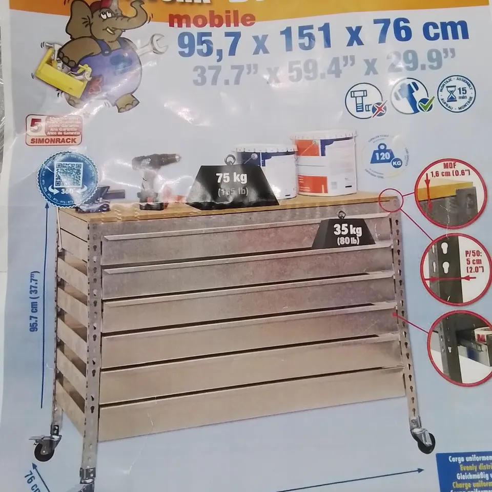 WOODEN TOP STEEL WORK BENCH 