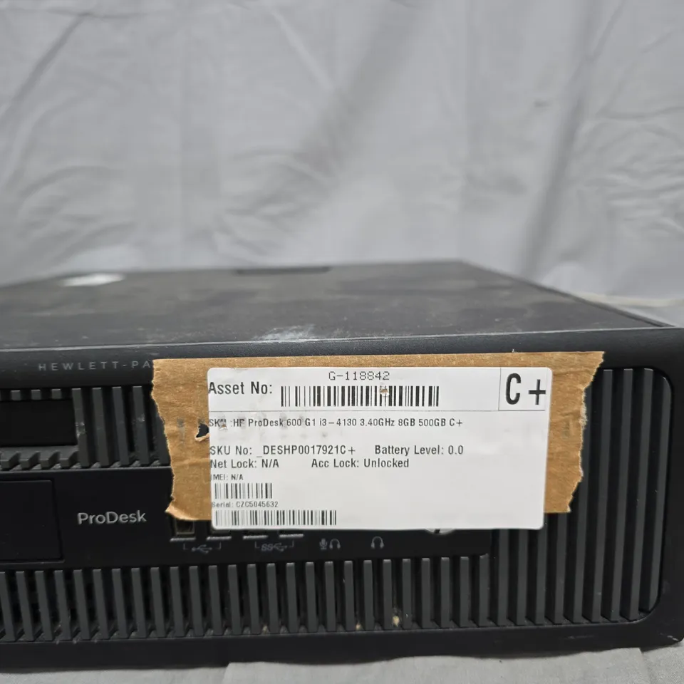 HP PRODESK 600 G1 DESKTOP PC - I3-4130 @ 3.40GHZ, 8GB RAM, 500GB HDD – ASSET 