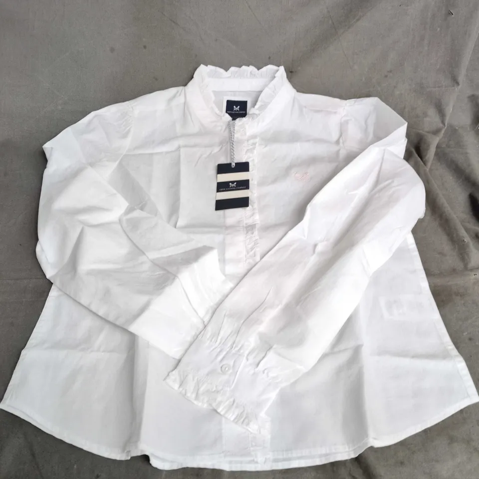 CREW CLOTHING COMPANY PIE CRUST SHIRT – WHITE, UK 10