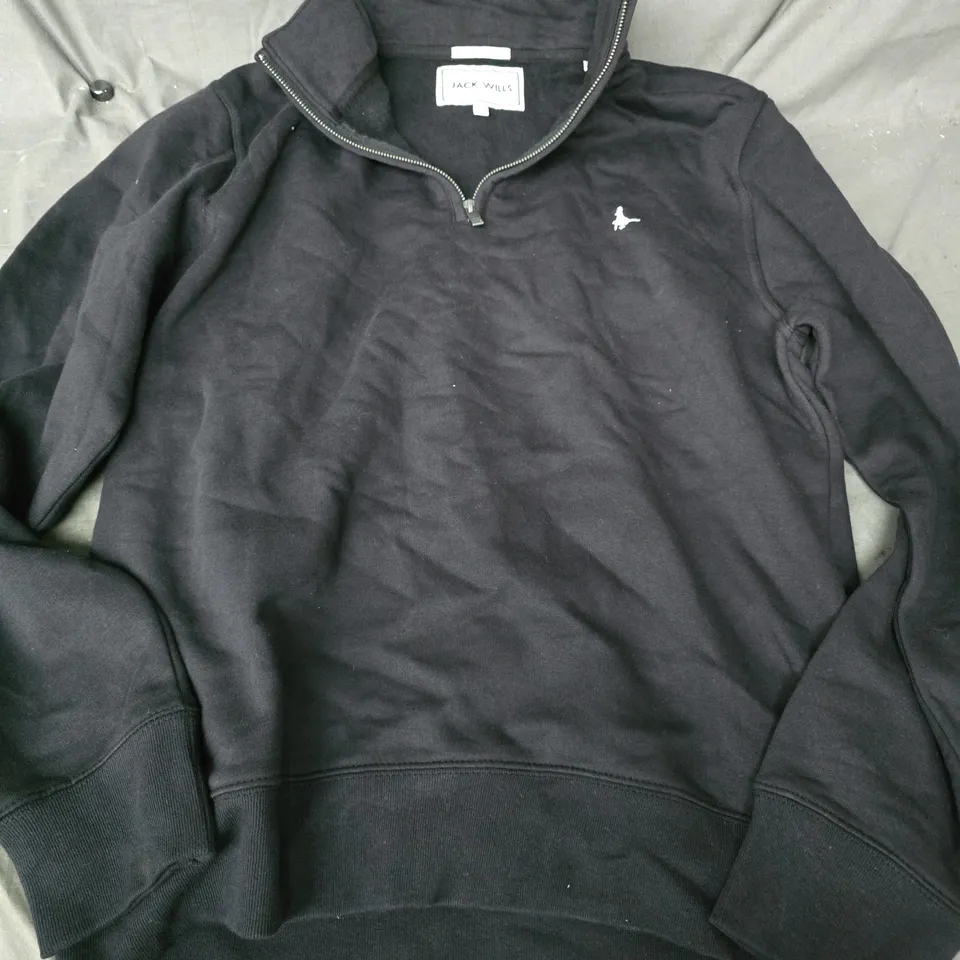 JACK WILLS CLASSIC FIT QUARTER ZIP IN BLACK - LARGE