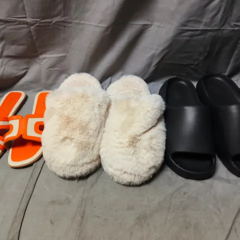 BOX OF APPROXIMATELY 20 ASSORTED PAIRS OF SHOES AND FOOTWEAR ITEMS IN VARIOUS COLOURS, STYLES, AND SIZES - COLLECTION ONLY