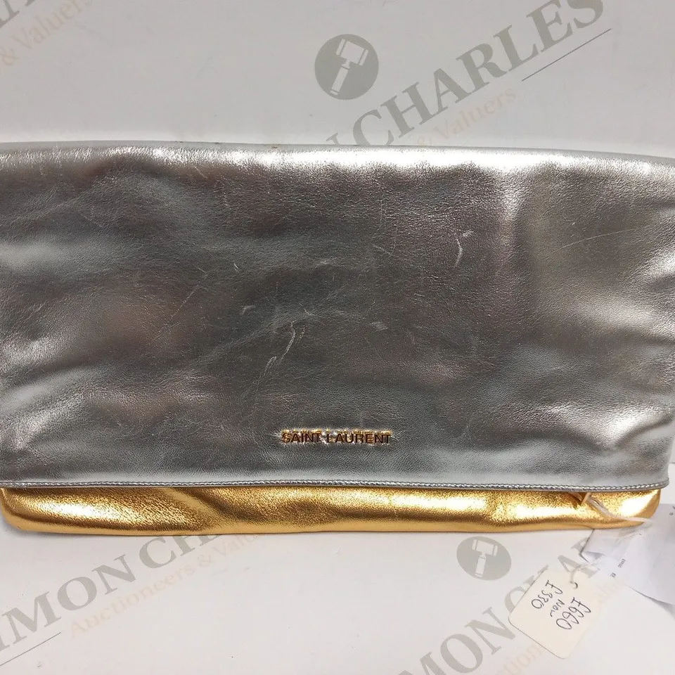 YVES SAINT LAURENT SILVER AND GOLD CLUTCH
