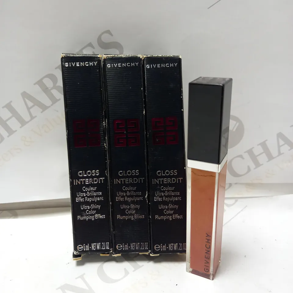LOT OF 3 GIVENCHY GLOSS INTERDIT ULTRA SHINY COLOR PLUMPING EFFECT - 13 DELECTABLE BROWN