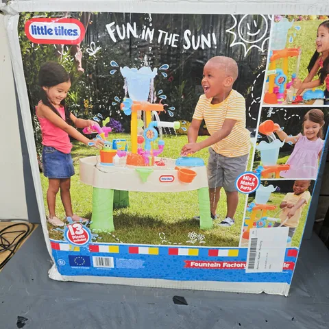 BOXED LITTLE TIKES FOUNTAIN FACTORY WATER TABLE