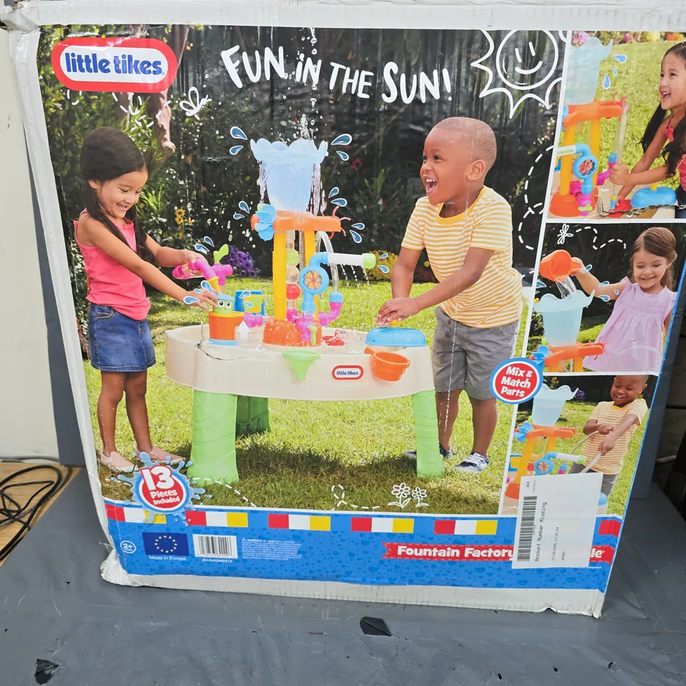 BOXED LITTLE TIKES FOUNTAIN FACTORY WATER TABLE