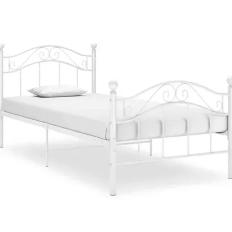 BOXED VIDAXL BED FRAME WITHOUT MATTRESS WHITE METAL 90X200 CM