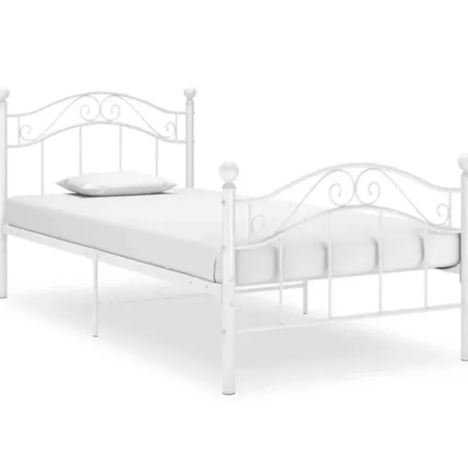 BOXED VIDAXL BED FRAME WITHOUT MATTRESS WHITE METAL 90X200 CM