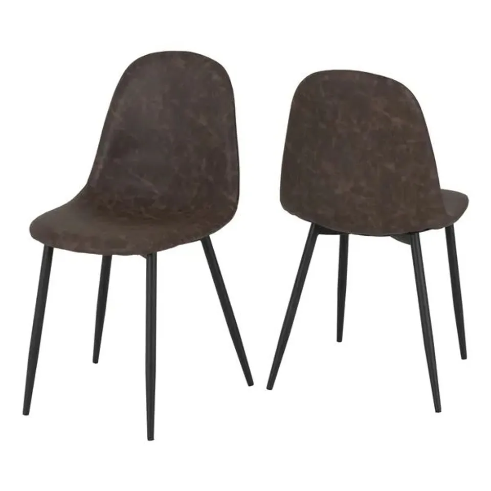 SET OF 2 ATHENS DINING CHAIRS, BROWN PU (1 BOX)