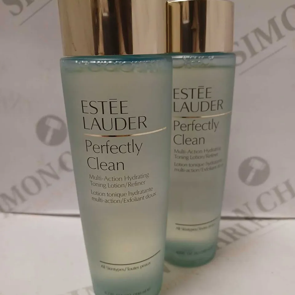 LOT OF 2 X 200ML ESTEE LAUDER PERFECTLY CLEAN MULTI-ACTION HYDRATING TONING LOTION/REFINER