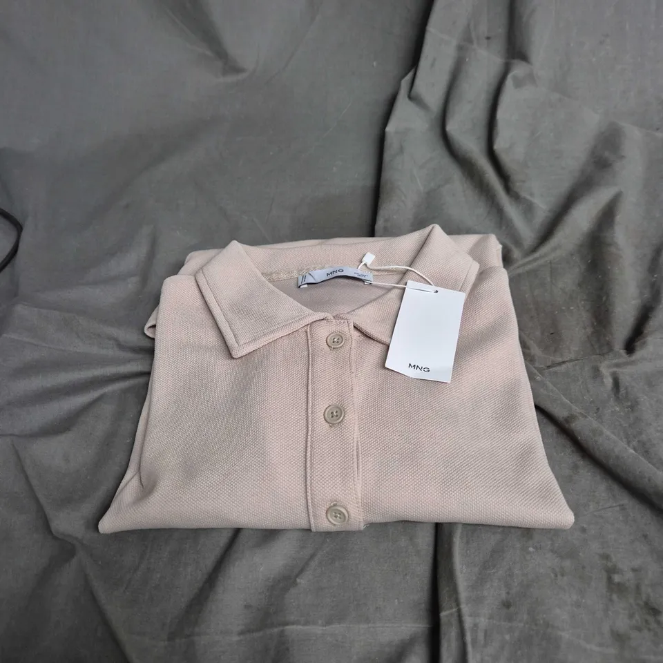 MANGO MNG WOMEN’S KNIT POLO TOP – BEIGE, SIZE L