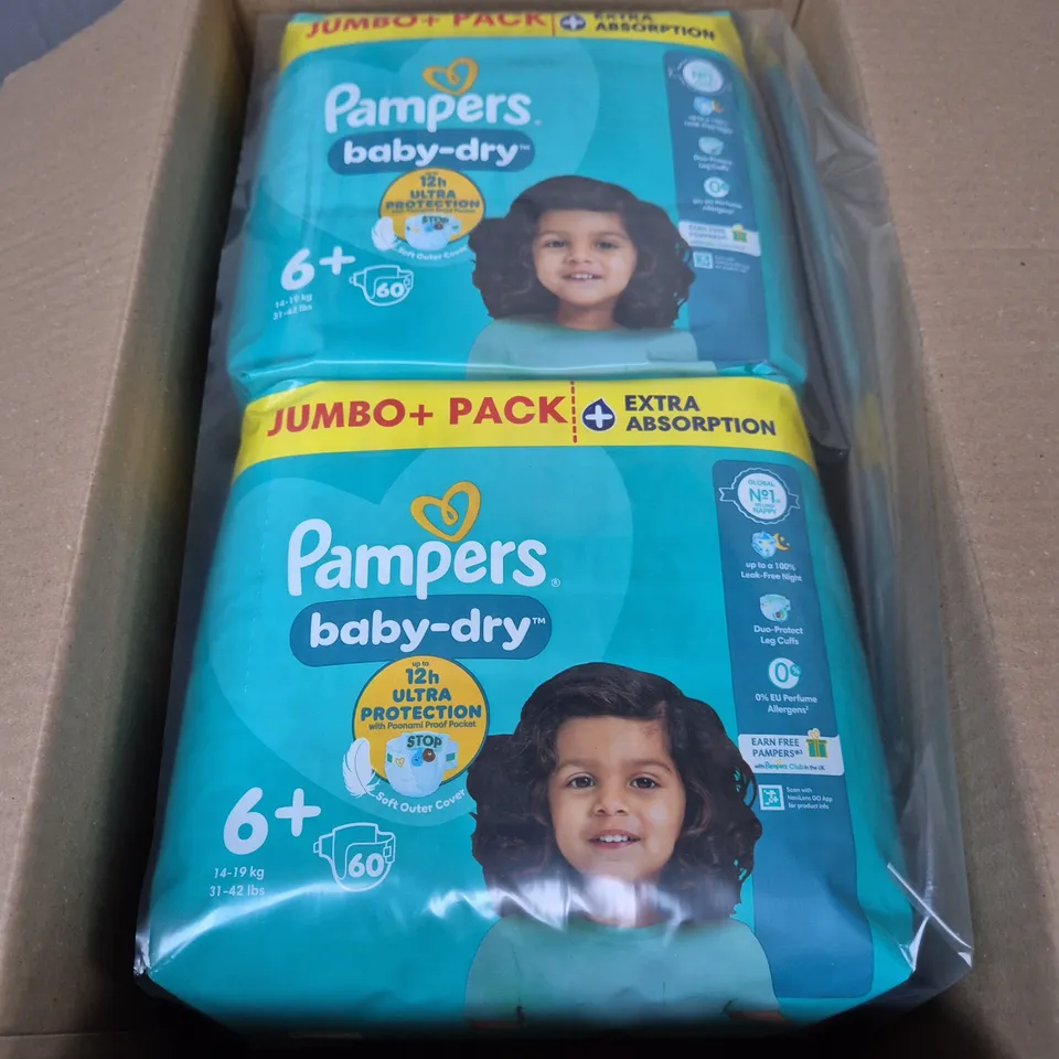 2 X PAMPERS BABY DRY 6+ JUMBO PACKS 