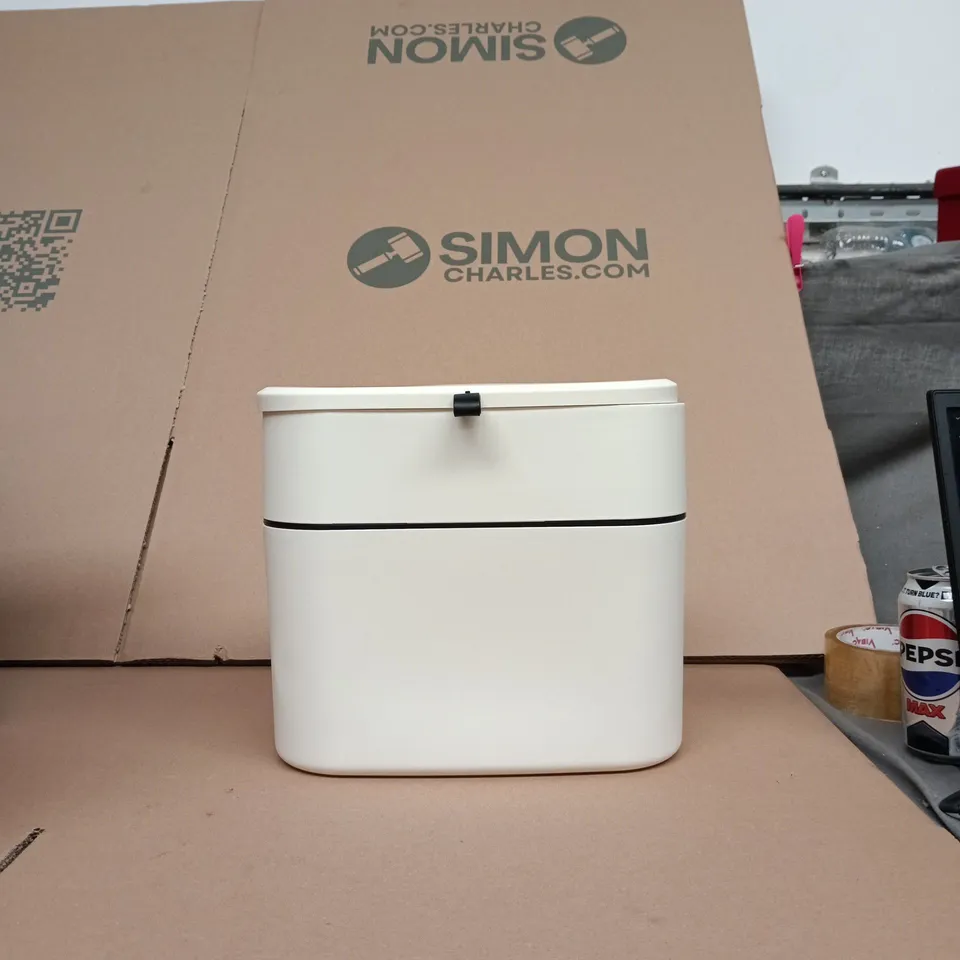 WHITE PLASTIC GARBAGE BIN
