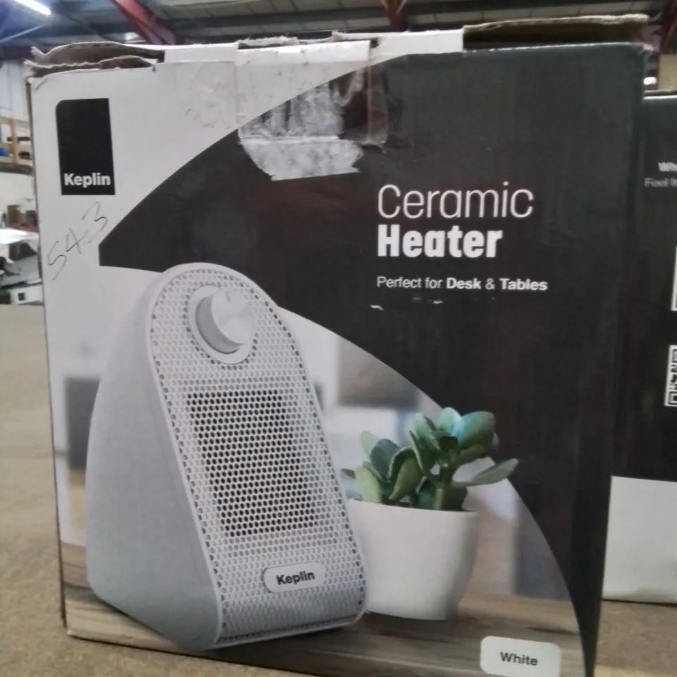 BOXED KEPLIN CERAMIC HEATER IN WHITE