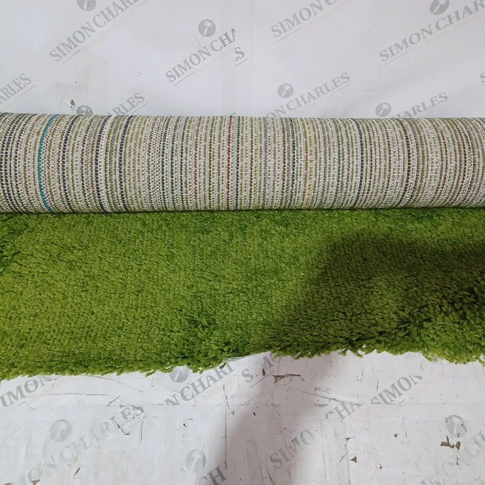 VISTA SHAGGY PILE RUG - LIME GREEN - 80 X 150CM 