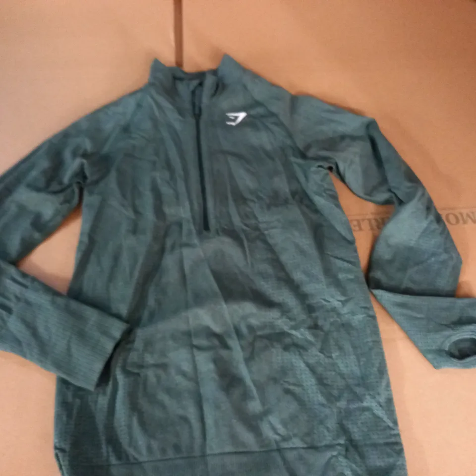 GYMSHARK GREEN HALF ZIP TRAINING TOP - M
