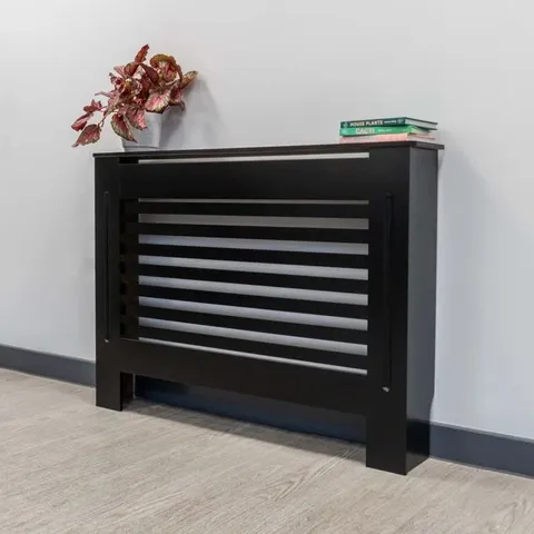 BOXED IAIN WALL-MOUNTED RADIATOR COVER, SIZE M, BLACK (1 BOX)