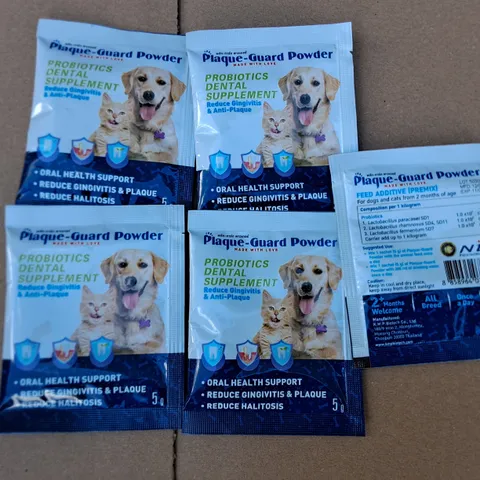 LOT OF APPROXIMATELY 18 5-PACKS OF PLAQUE GUARD POWDER PROBIOTIC DENTAL SUPPLEMENTS 