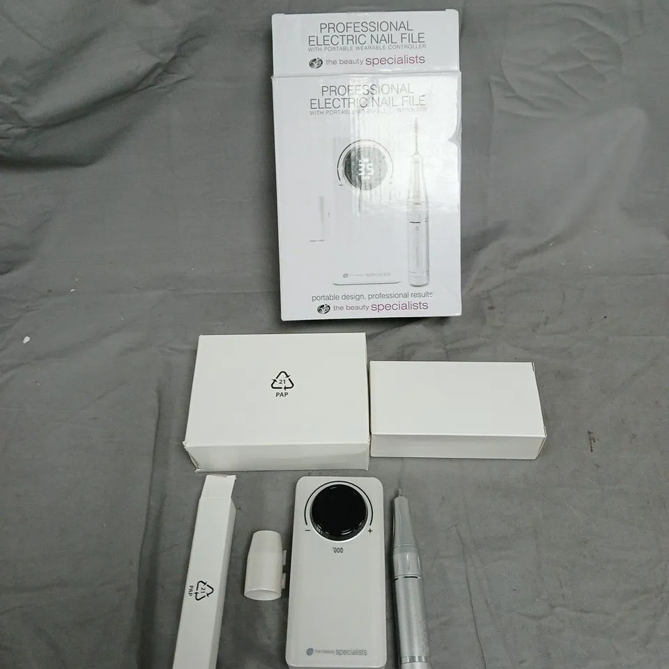 PROFESSIONAL ELECTRIC NAIL FILE WITH PORTABLE WEARABLE CONTROLLER – THE BEAUTY SPECIALISTS (BOXED)