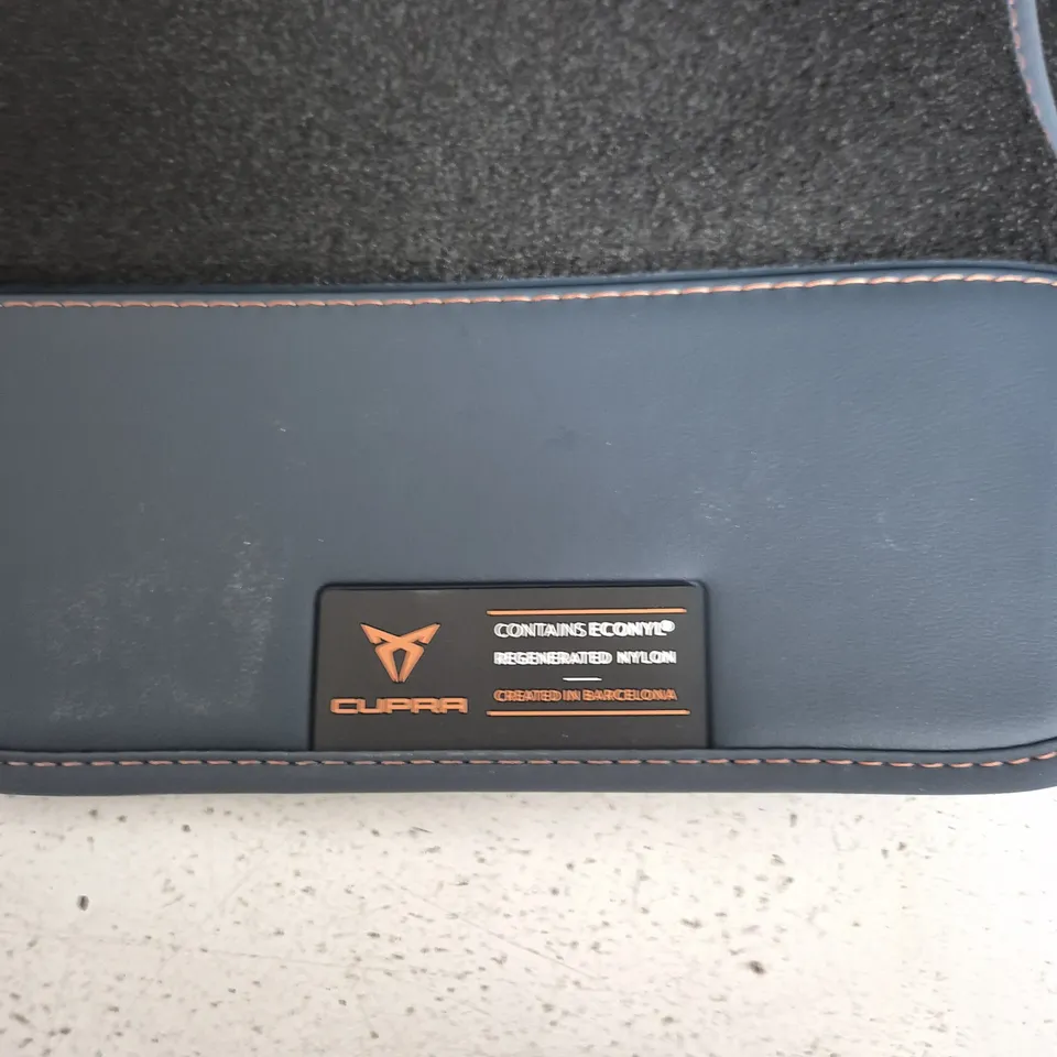 CUPRA FORMENTOR FLOOR MATS SET – BLACK WITH BRONZE STITCHING (VW GROUP)