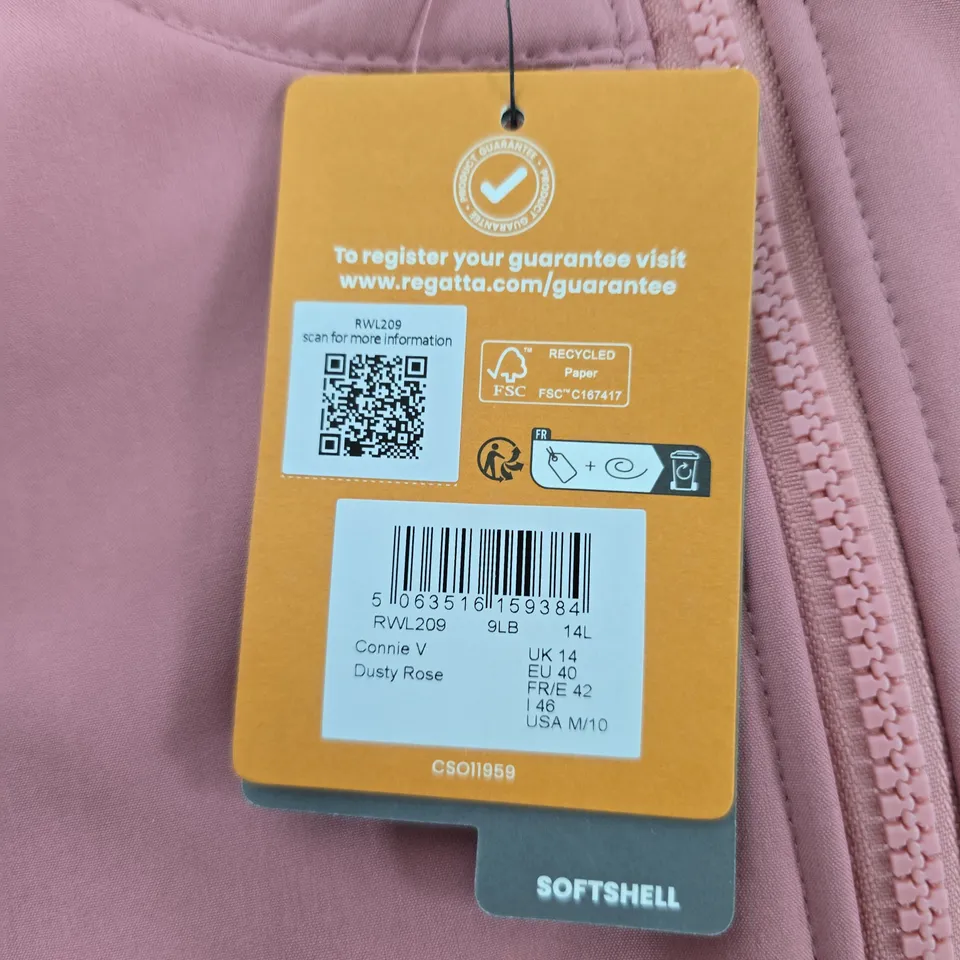 REGATTA WOMEN'S SOFTSHELL JACKET – DUSTY ROSE, UK 14 (EU 40)