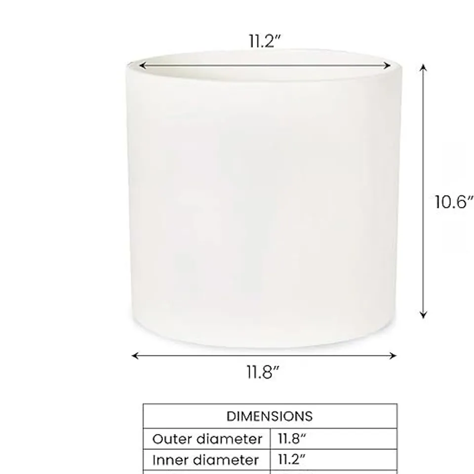 BOXED FOX & FERN HAND-MADE CYLINDER POT, POLYSTONE CONCRETE, 11.8 IN OUTER DIAMETER