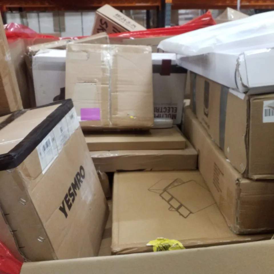 PALLET CONTAINING ASSORTED PRODUCTS INCLUDING RETRACTABLE SAFETY GATE, MULTIFUNCTIONAL ELECTRIC OVEN, GYMNASTICS AIR MAT, WHITEBOARD STICKER & MULTIFUNCTIONAL ELECTRIC IRON