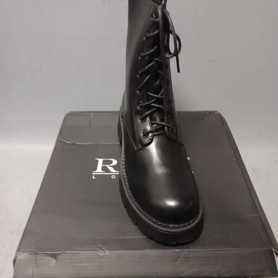 BOXED PAIR OF RAID LONDON HIGH LACE BOOTS IN BLACK - 7