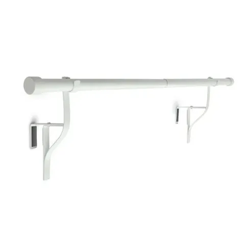 BOXED GLENMORAL WHITE STAINLESS STEEL ADJUSTABLE 70cm TO 120cm 2cm SINGLE CURTAIN RAIL (1 BOX)