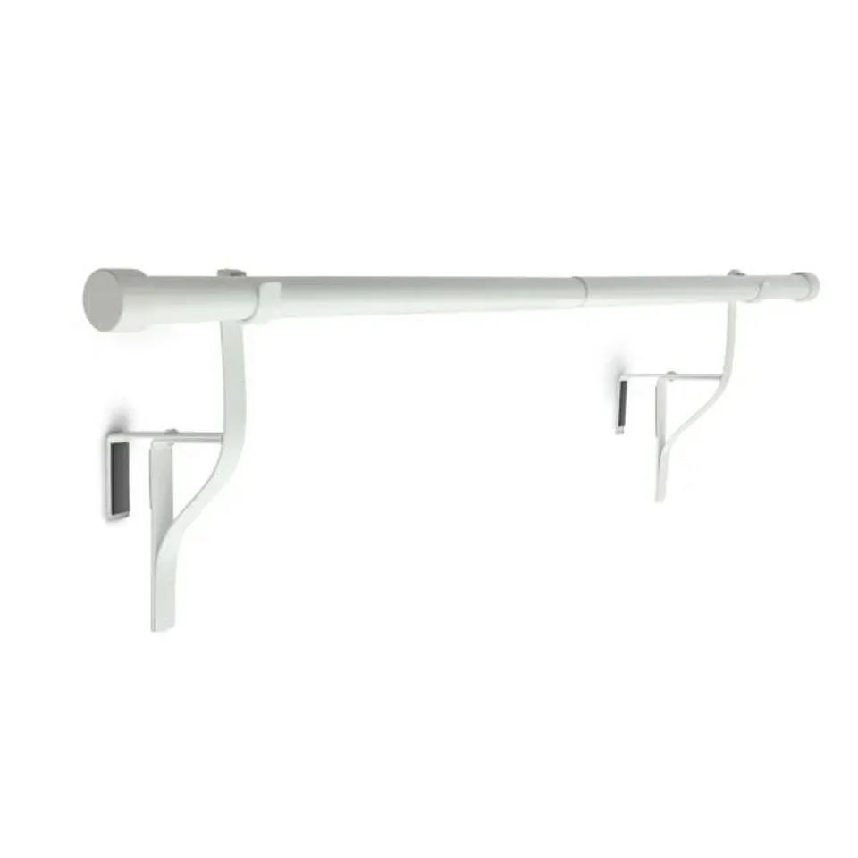 BOXED GLENMORAL WHITE STAINLESS STEEL ADJUSTABLE 70cm TO 120cm 2cm SINGLE CURTAIN RAIL (1 BOX)