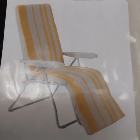 BRAND NEW BAGGED SET OF 2 MULTI-POSITION GARDEN RELAXER CHAIRS - YELLOW STRIPE